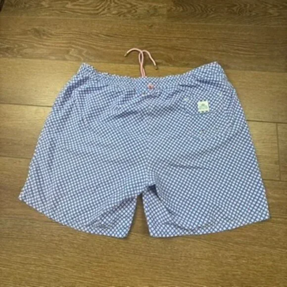 Peter Millar Men's Swim Trunks Blue Printed, Drawstring, Mesh Liner, Summer - Picture 6 of 16
